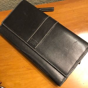 Black leather coach wallet